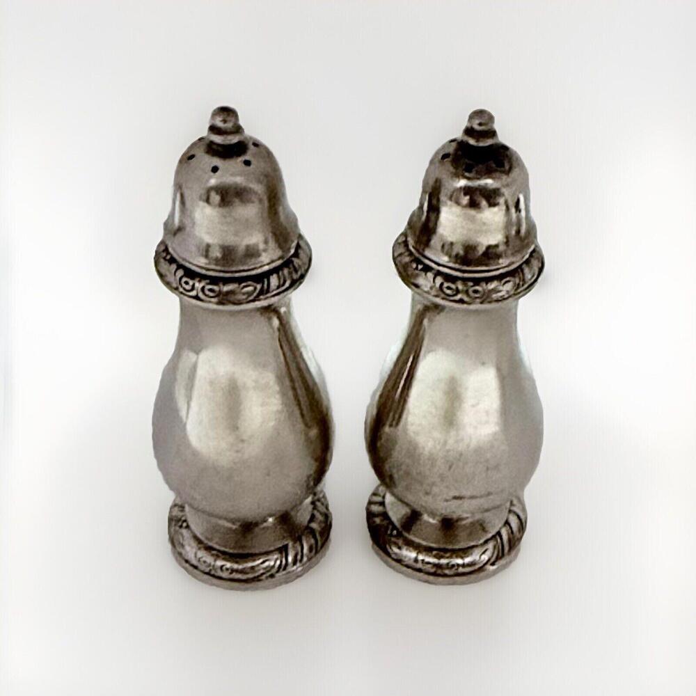 Vintage Henley Community Silver Plate Salt & Pepper Shaker Set 5" Tall 1950s